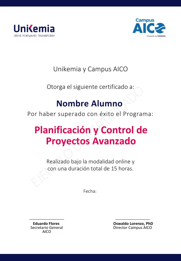 Planificación y Control de Proyectos Avanzado (2)